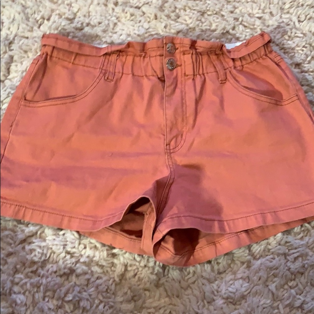 Salmon jean shorts
